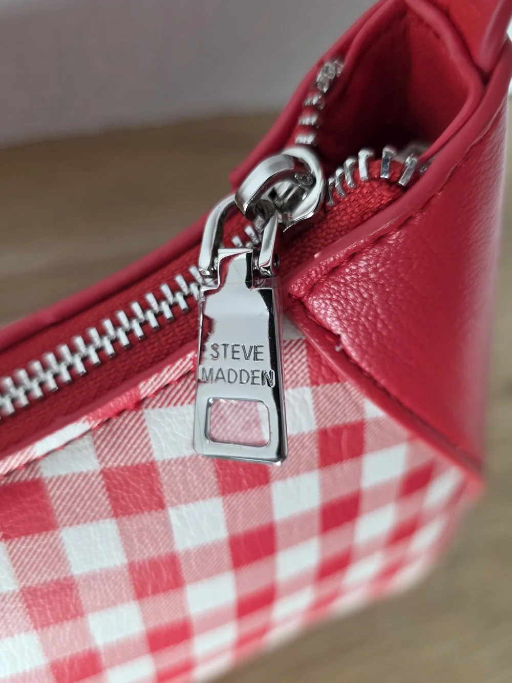Steve Madden BMABLE 2 Tomato Shoulder Bag Gingham Print